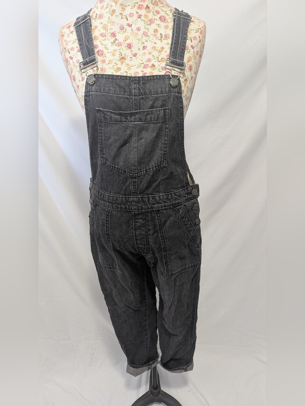 Gap Washed Black Denim Overalls 100% Cotton Size XS